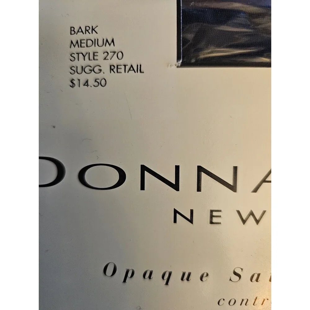 Vintage Donna Karan New York Opaque Satin Hosiery Control Top Bark Medium NIP